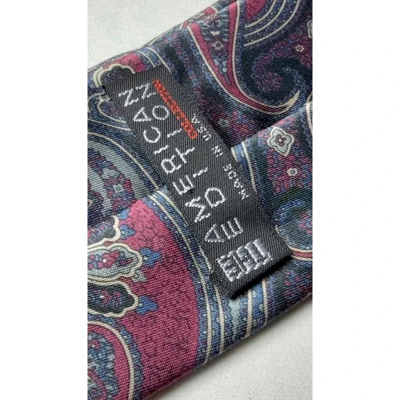 Paisley Silk Blend Neck Tie‎ Burgundy Blue Gray Formal Business - Picture 8 of 8